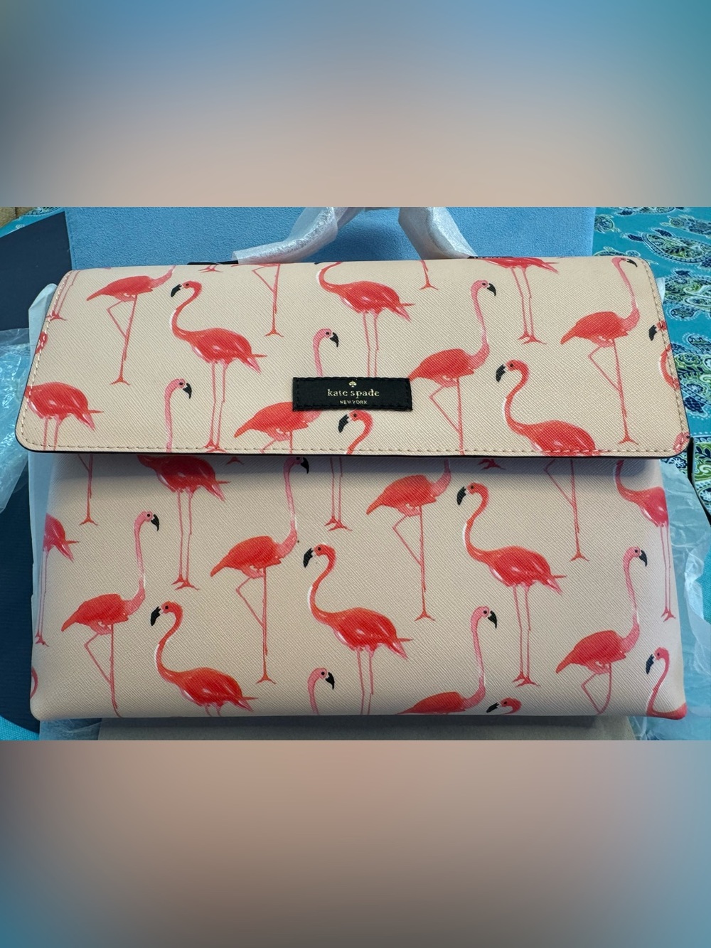 Kate Spade Flamingo Shore Street Lita Makeup Bag Cosmetic Travel Case Pink NWT